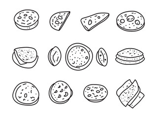 Paratha Traditional Indian Flatbread Line Art Vector Illustration