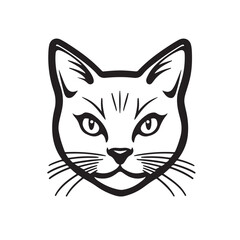Playful Cat Head Drawing – Funny Expression in Monochrome