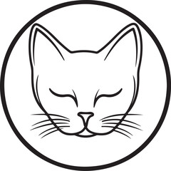 Minimalist Black and White Cat Face Laughing Drawing