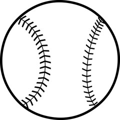 Fototapeta premium Black and White Baseball Ball Silhouette with Stitches