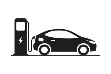 Electric car charging station icon vector