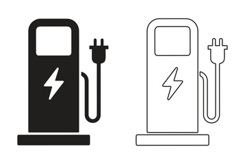 Electric car charging station icon vector