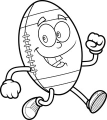Running American Football Mascot Cartoon Character Coloring Page