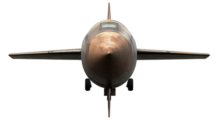 Front View of Vintage Military Aircraft with Patina Finish Against Transparent Background