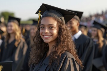 Fototapeta premium Joyful students celebrating graduation with diplomas in hand