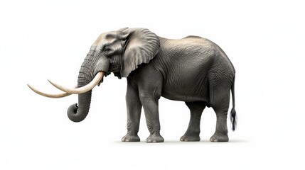 Obraz premium Isolated Elephant with Vibrant Tusks on White Background