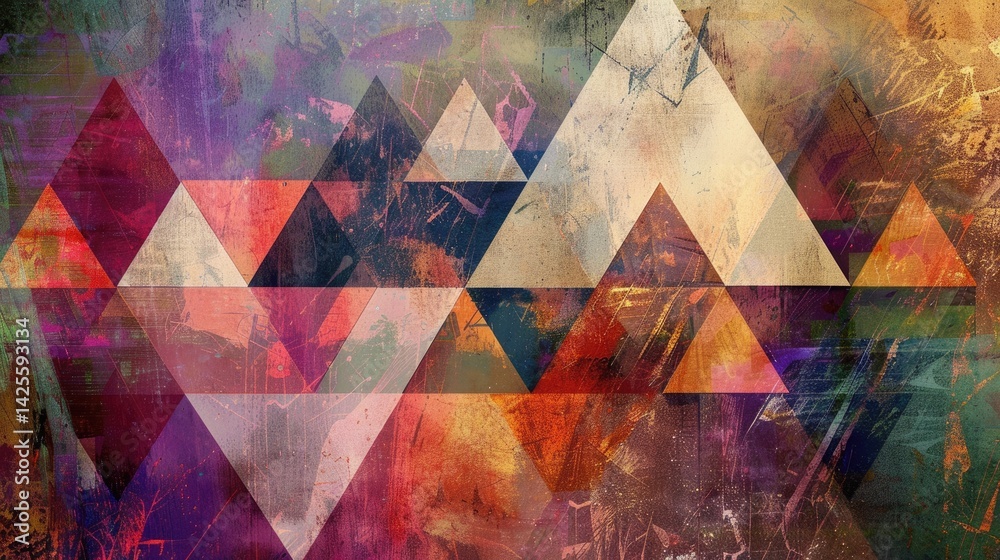 Poster the abstract picture of the colourful geometry polygon multiple triangles repetitive shapes backgrou
