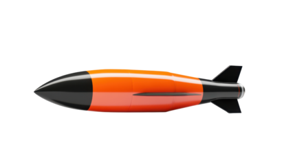 Orange And Black Military Bomb Designed For Air Delivery With Streamlined Shape And Transparent Background