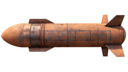 Retro Brown Missile with Metal Texture, Designed for Aerodynamic Efficiency and Advanced Technology