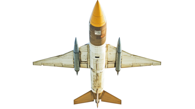 Vintage Aerial View of a Retro Aircraft with Classic Design and Weathered Paint on Transparent Background