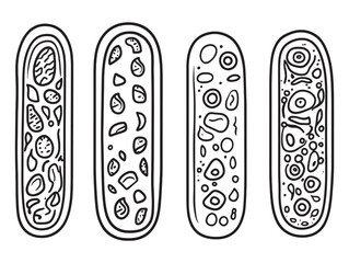 pide in line art drawing of Turkish cuisine food