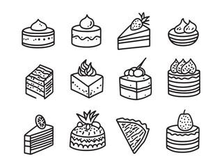 Pineapple cake line art vector illustration for dessert design