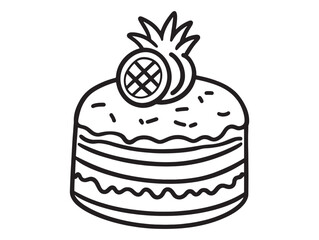 Line art vector of pineapple cake drawing for bakery menu