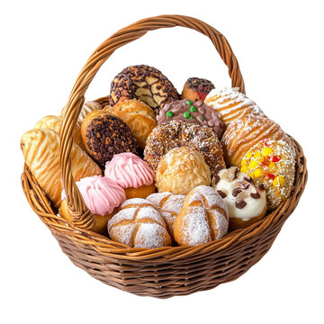 [Transparent Background PNG] cesta de vime com past&eacute;is de feira - cesta com pastel de feira