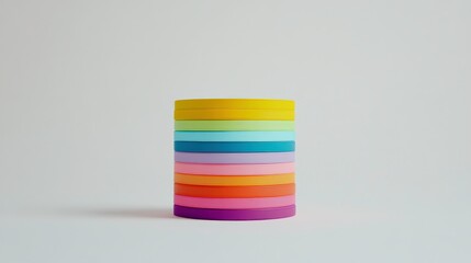 Fototapeta premium Colorful Stacked Discs on White Background