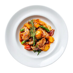 [Transparent Background PNG] Delicious restaurant food in white plate isolated