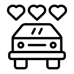 Wedding Car Line Icon