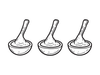 minimalist vector of polenta and ingredients line drawing