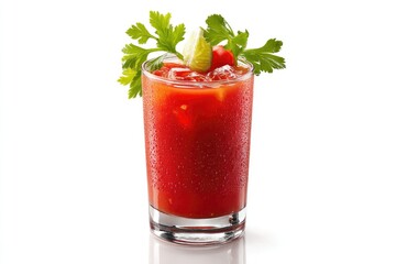 Refreshing Bloody Mary Cocktail: Icy Red Drink with Garnish
