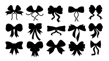 set of ribbon silhouette vector on white background