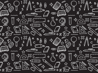 Background or pattern with Stationery theme. With doodle style. For layout, website, graphic design.