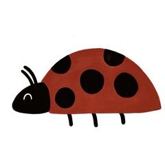 Cute Ladybug Illustration – Hand-drawn Forest Insect for Kids