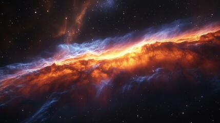 Fototapeta premium Cosmic Nebula Cloud Formation with Vivid Blues and Purple Hues, Space Exploration and Science Fiction Imagery