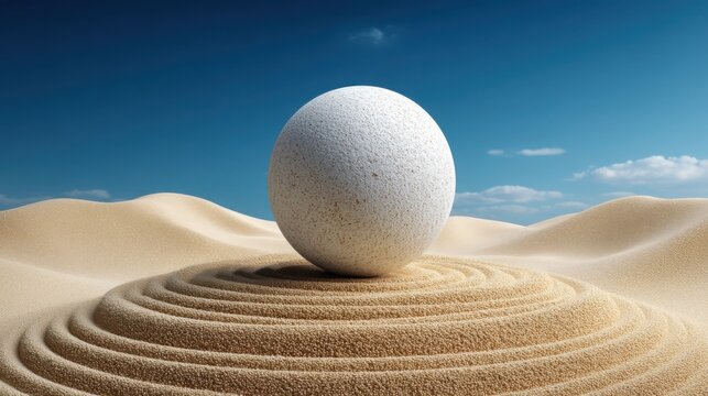 A white egg resting on a sand dune symbolizing stability and innovation in financial technologies and supportive environments