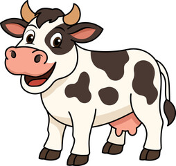 Adorable Cartoon Cow Illustration Happy Farm Animal Vector Graphic