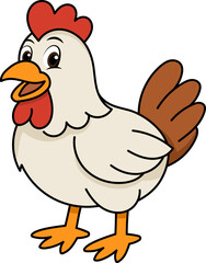 Adorable Cartoon Chicken Illustration  Farm Animal Vector Graphic