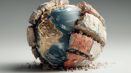 Fototapeta na wymiar Cracked and broken earth symbolizing the impact of natural disasters and climate risk in an ecological context