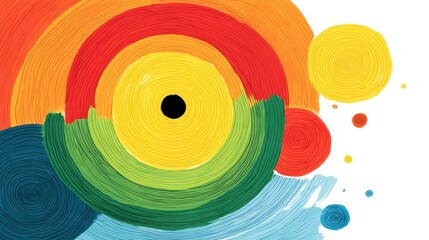 Abstract Rainbow Circles  Colorful Swirl Pattern Background