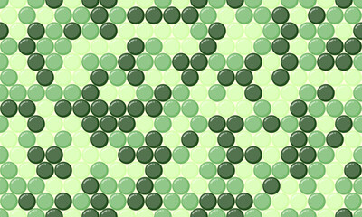 Abstract seamless pattern of overlapping green circles.  A calming, geometric design perfect for backgrounds, textiles, or website designs.  Evokes nature, growth, or technology.
