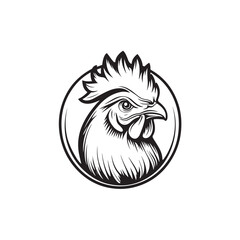 Rooster Illustration in Bold Black and White Colors