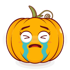 pumpkin crying face cartoon cute