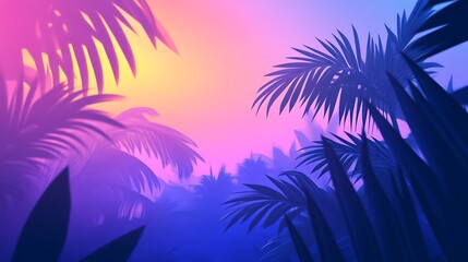 Obraz premium Tropical Sunset Palm Silhouette.