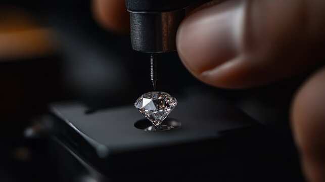 A jeweler appraising a diamond's quality under specialized lighting,
