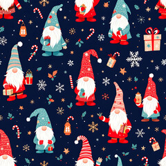 Christmas gnome pattern background