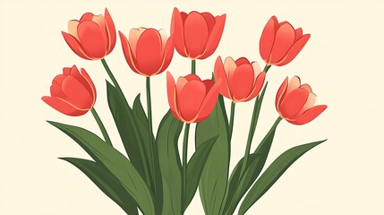 Obraz premium Red Tulips Bouquet with Spring Flowers. (1)