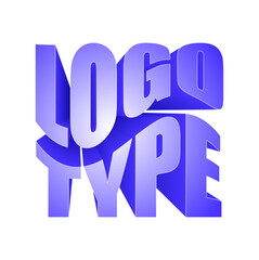 3D bold gradient typography with word logotype in blue and violet colors on white background.