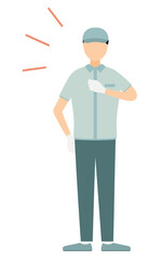 Simple illustration of a worker man wearing a cap beat his chest