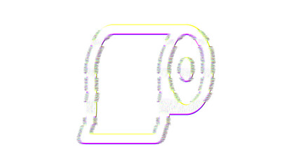 Icon toilet paper is distorted. Glitch. Noise, chromatic aberration, geometric distortion