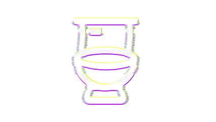 Icon toilet is distorted. Glitch. Noise, chromatic aberration, geometric distortion