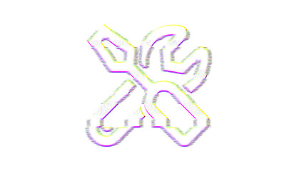 Icon tools is distorted. Glitch. Noise, chromatic aberration, geometric distortion