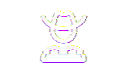 Icon user cowboy is distorted. Glitch. Noise, chromatic aberration, geometric distortion
