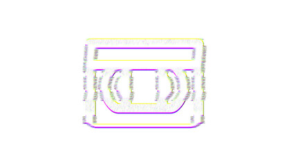 Icon vhs is distorted. Glitch. Noise, chromatic aberration, geometric distortion