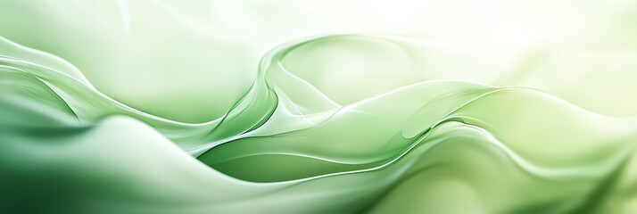 Obraz premium A serene light green background with soft transparent waves and gentle curves, creating an elegant and peaceful vibe. Perfect for calming designs, wallpapers, and creative projects