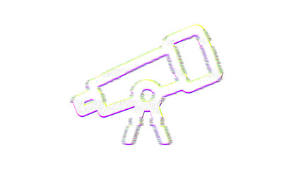 Icon telescope is distorted. Glitch. Noise, chromatic aberration, geometric distortion