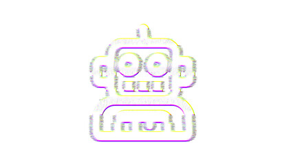 Icon user robot is distorted. Glitch. Noise, chromatic aberration, geometric distortion