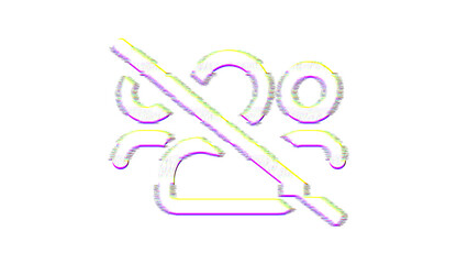 Icon users slash is distorted. Glitch. Noise, chromatic aberration, geometric distortion